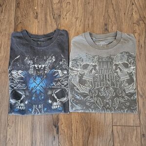 MMA Elite Long Sleeve Shirts Mens Large Skull Graphic Y2K Lot Bundle